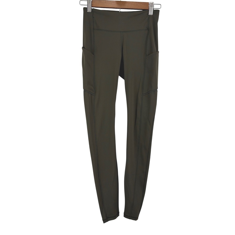 Lululemon Fast & Free High-Rise 25" Nulux Dark Olive Leggings Size 4 - Picture 5 of 16